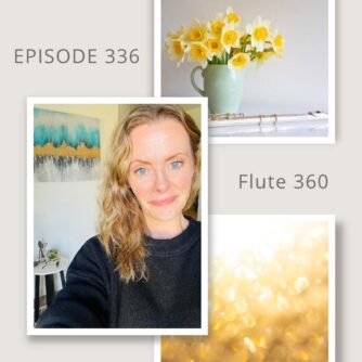 Flutist Dr. Heidi Kay Begay recording Flute 360 podcast Episode 336, offering encouragement and faith-based guidance to musicians facing burnout, injury, or discouragement, with the episode titled ‘For the Flutist Who Feels Broken, Defeated, and Done’.